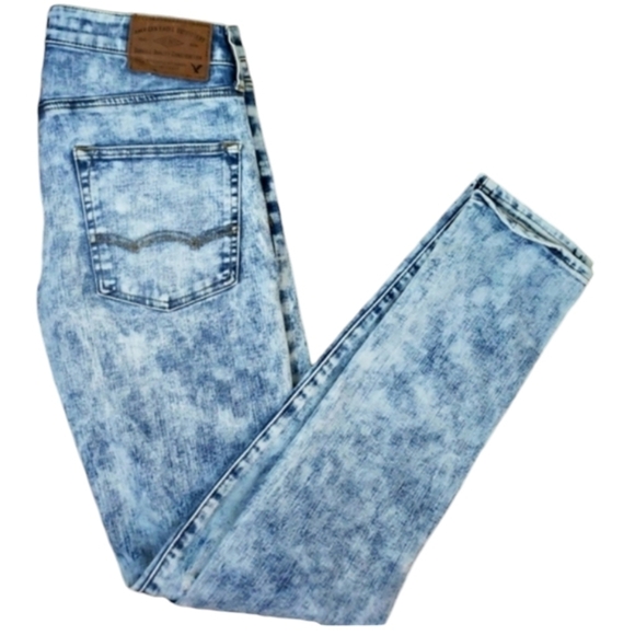 American Eagle~Men's 29/32~Blue Denim Distressed Slim Taper Jeans Extreme Flex. - Picture 3 of 14